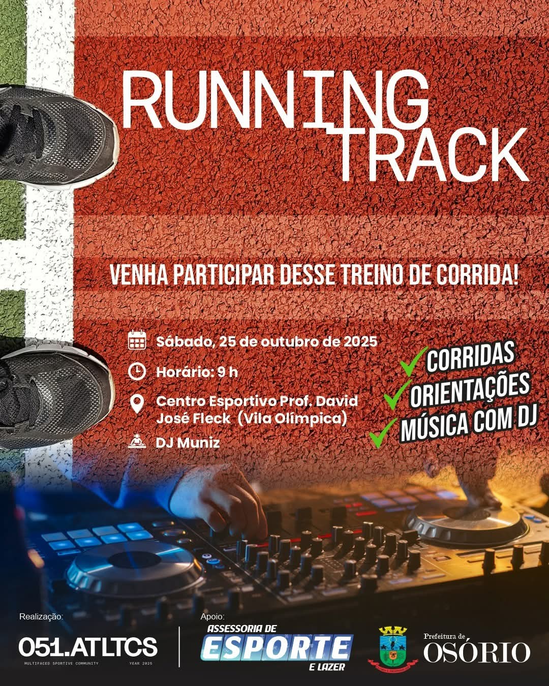 RUNNING TRACK VAI REUNIR TREINO DE CORRIDA COM MÚSICA E DIVERSÃO EM OSÓRIO