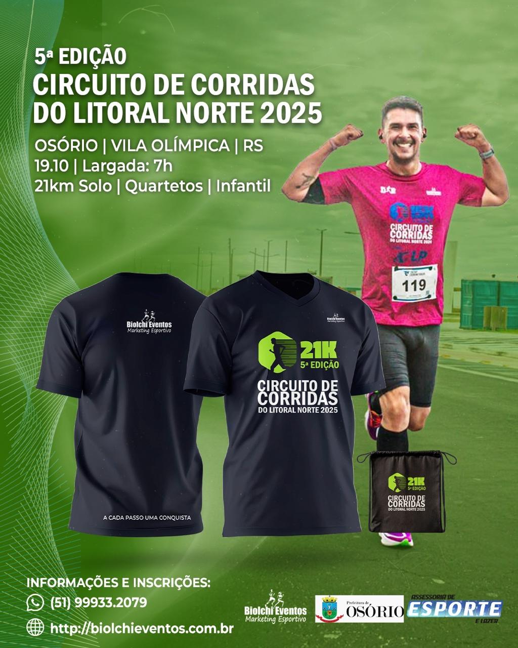 Últimos dias de inscrições para o 5º Circuito de Corridas do Litoral Norte que ocorre neste domingo em Osório