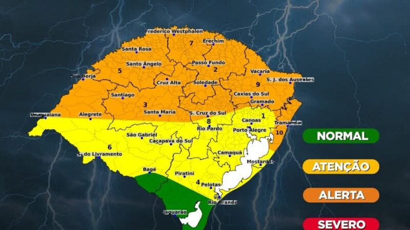 Defesa Civil emite alertas meteorológico e hidrológico para o Rio Grande do Sul