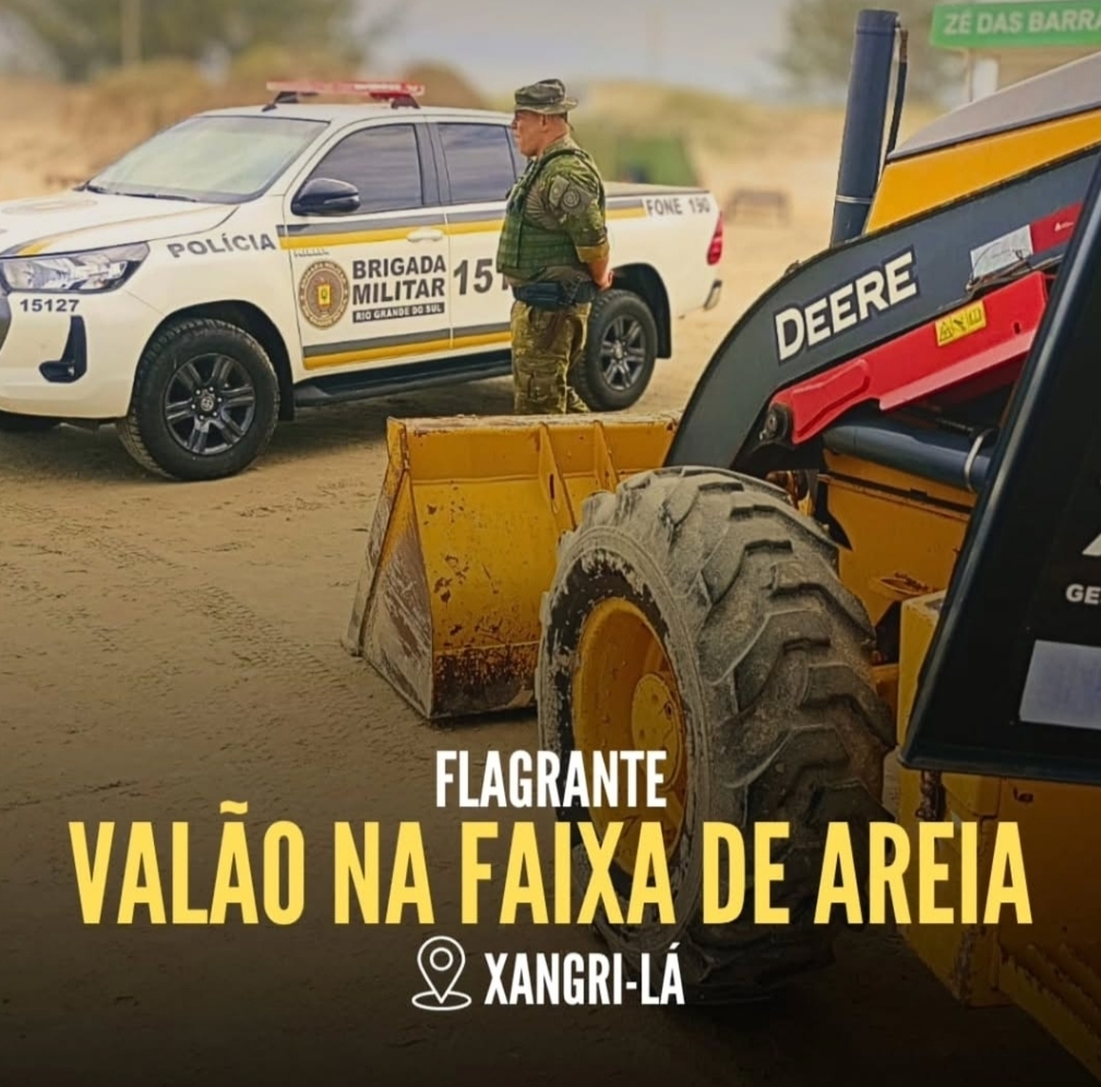 1° BABM realiza flagrante de manejo irregular de dunas e areia na orla marítima de Xangri-Lá