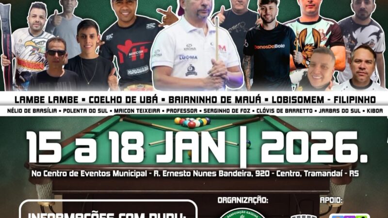 Tramandaí sedia o 1º Torneio Nacional de Sinuca
