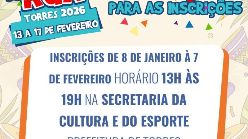 Abertas as inscrições para o Folia de Rua Torres 2026