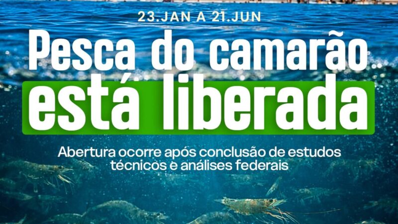 Portaria autoriza pesca do camarão na Bacia do Rio Tramandaí para a temporada 2026