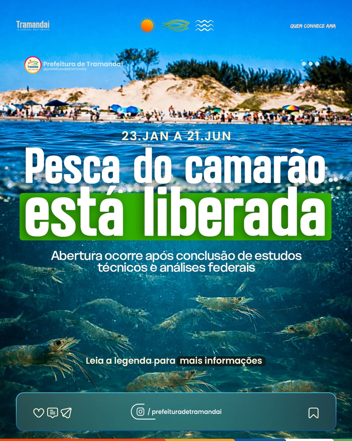 Portaria autoriza pesca do camarão na Bacia do Rio Tramandaí para a temporada 2026