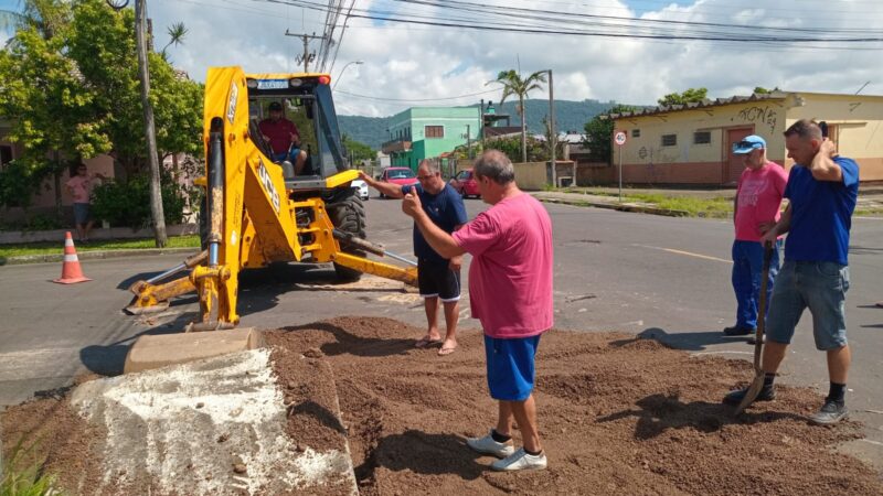 Secretaria de Obras vistoria locais na cidade após chuvas intensas em Osório