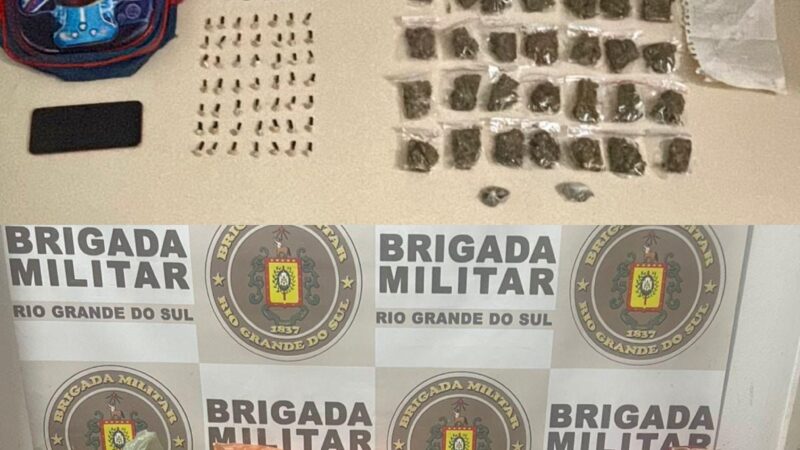 Brigada Militar prende três pessoas e apreende 500 porções de drogas em Balneário Pinhal