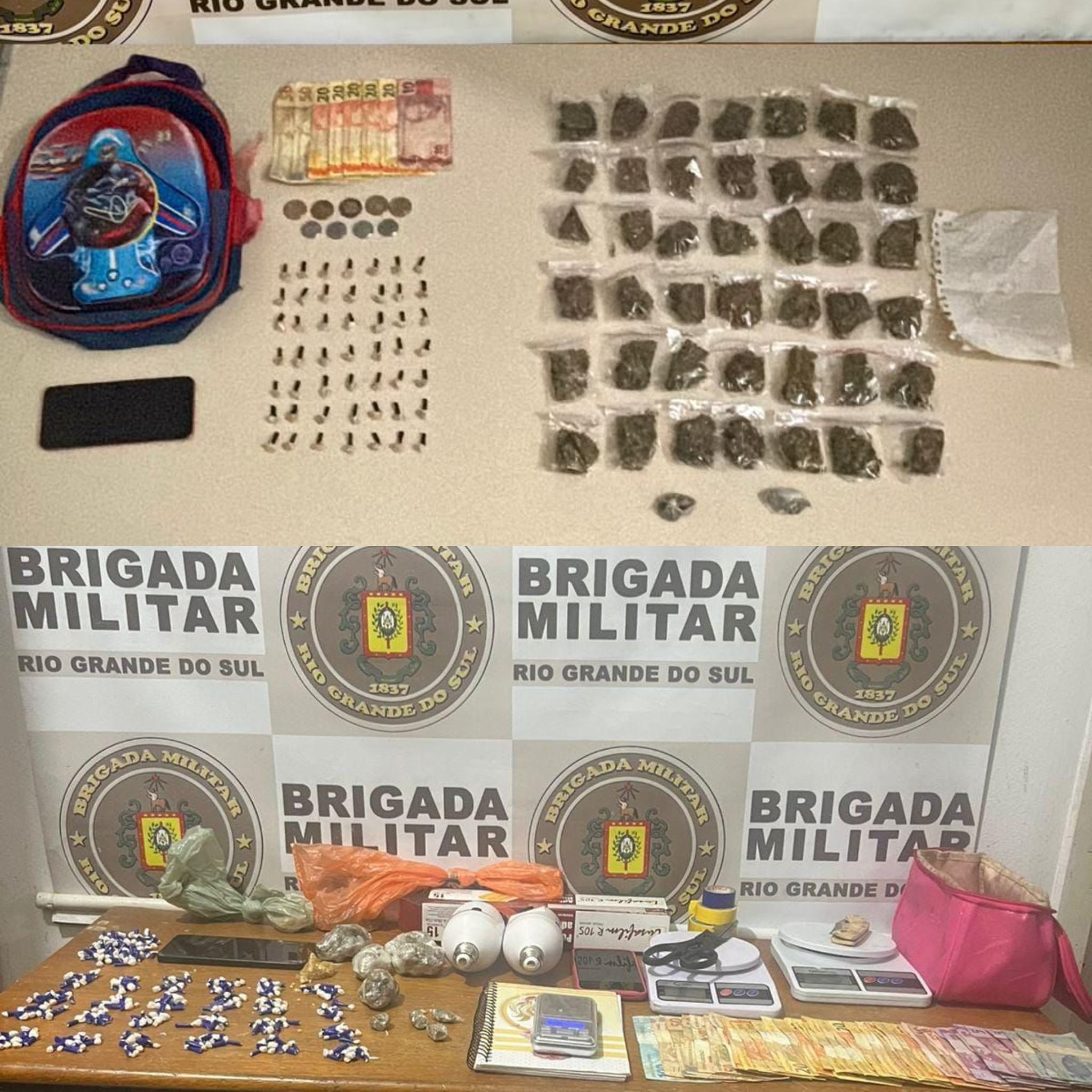 Brigada Militar prende três pessoas e apreende 500 porções de drogas em Balneário Pinhal