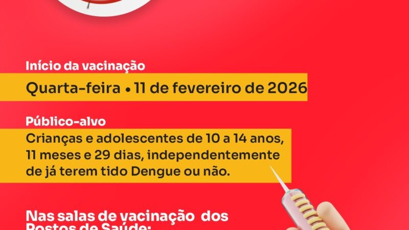 Campanha de vacinação contra a dengue inicia nesta quarta-feira em Osório