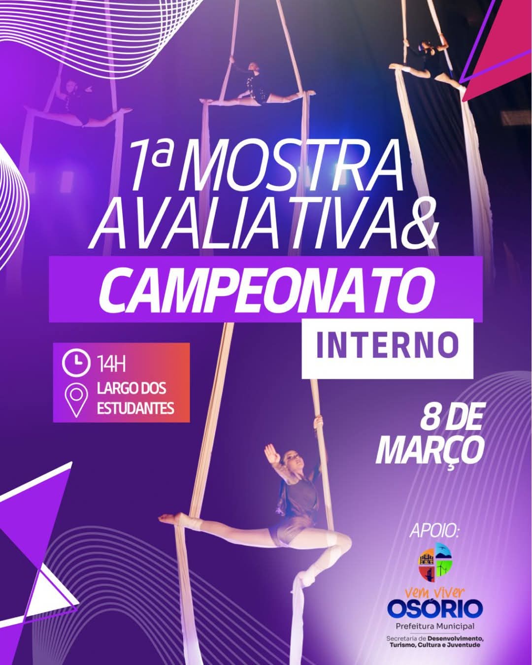 1ª MOSTRA AVALIATIVA & CAMPEONATO INTERNO DE DANÇA AÉREA VAI MOVIMENTAR O LARGO DOS ESTUDANTES NO PRÓXIMO DOMINGO