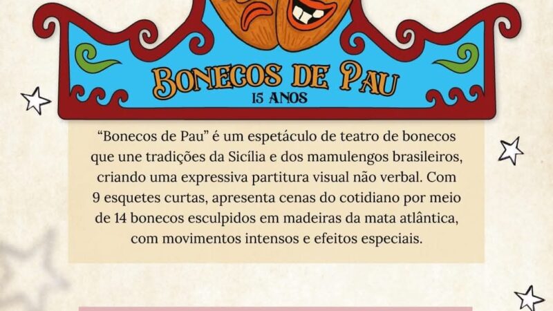 ESPETÁCULO “BONECOS DE PAU” CELEBRA 15 ANOS COM APRESENTAÇÃO GRATUITA EM OSÓRIO