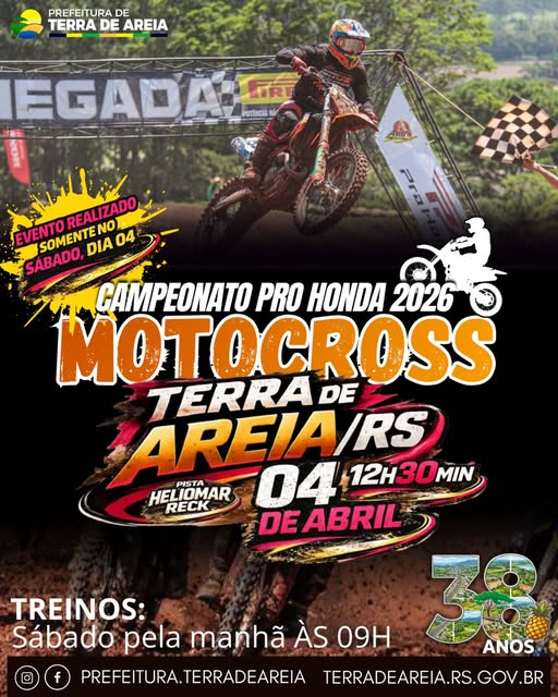 Terra de Areia recebe Campeonato Pro Honda de Motocross neste sábado