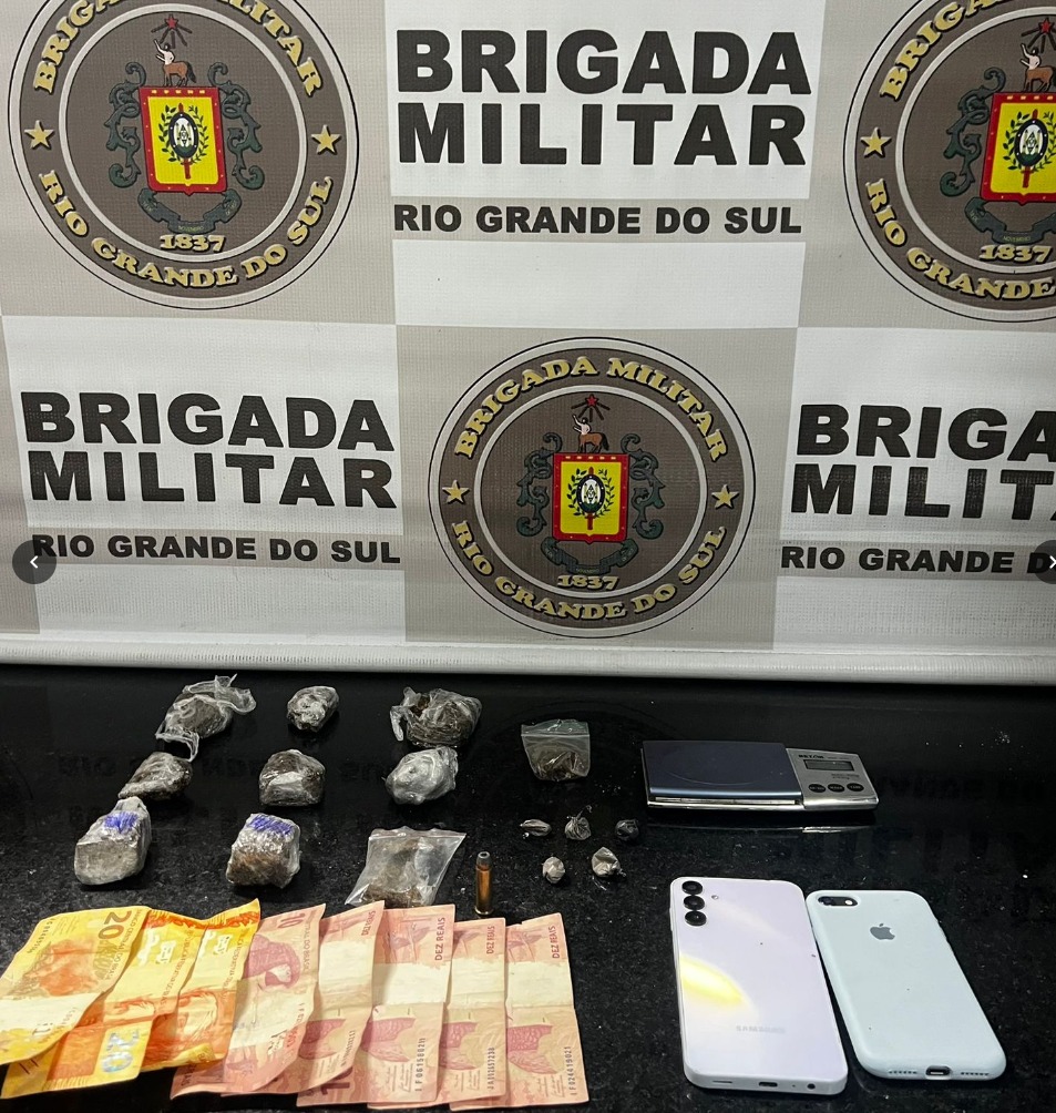 Brigada Militar de Tramandaí realiza prisão por tráfico de drogas e apreende munição