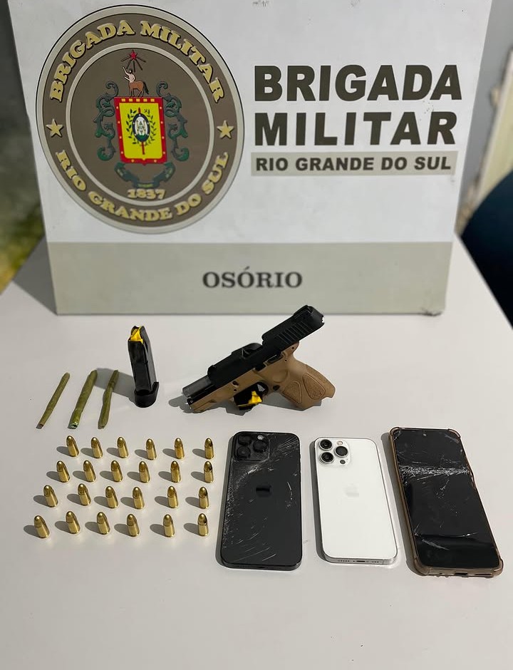 Brigada Militar prende três homens por porte ilegal de arma de fogo em Osório