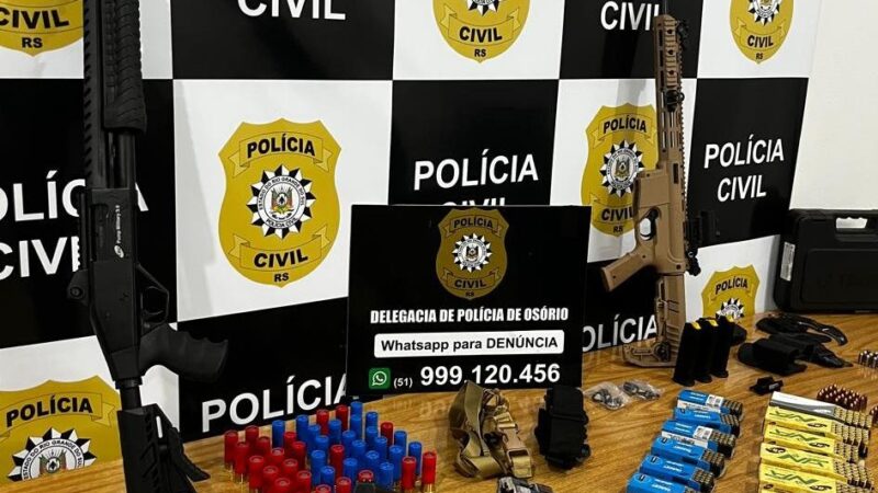 Polícia Civil apreende farto armamento em poder de suspeito de praticar violência doméstica em Osório