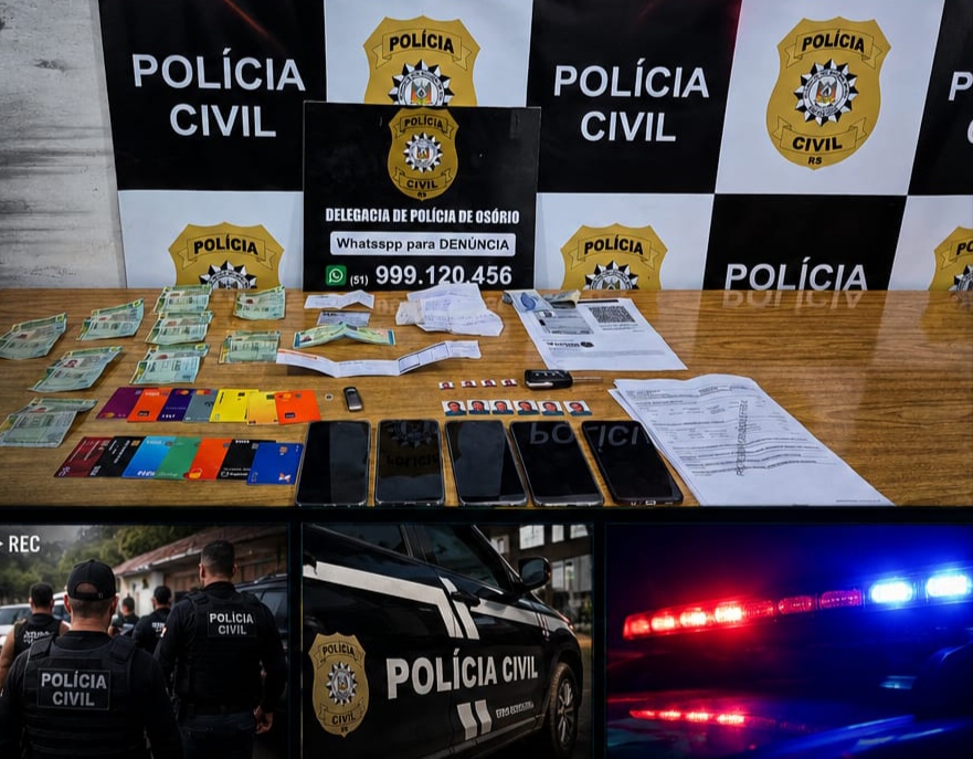 POLÍCIA CIVIL DE OSÓRIO PRENDE EM FLAGRANTE QUATRO INTEGRANTES DE QUADRILHA ESPECIALIZADA EM FRAUDES BANCÁRIAS