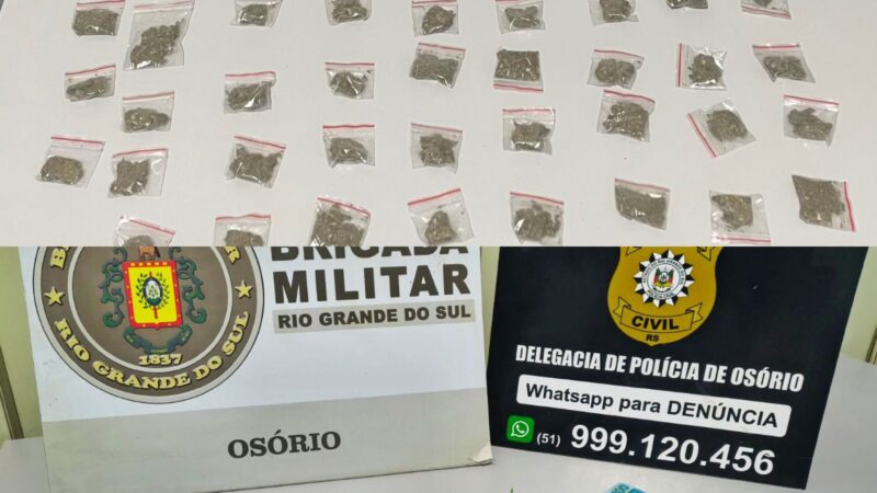 Operação conjunta resulta em prisão, apreensão de adolescente e drogas em Osório