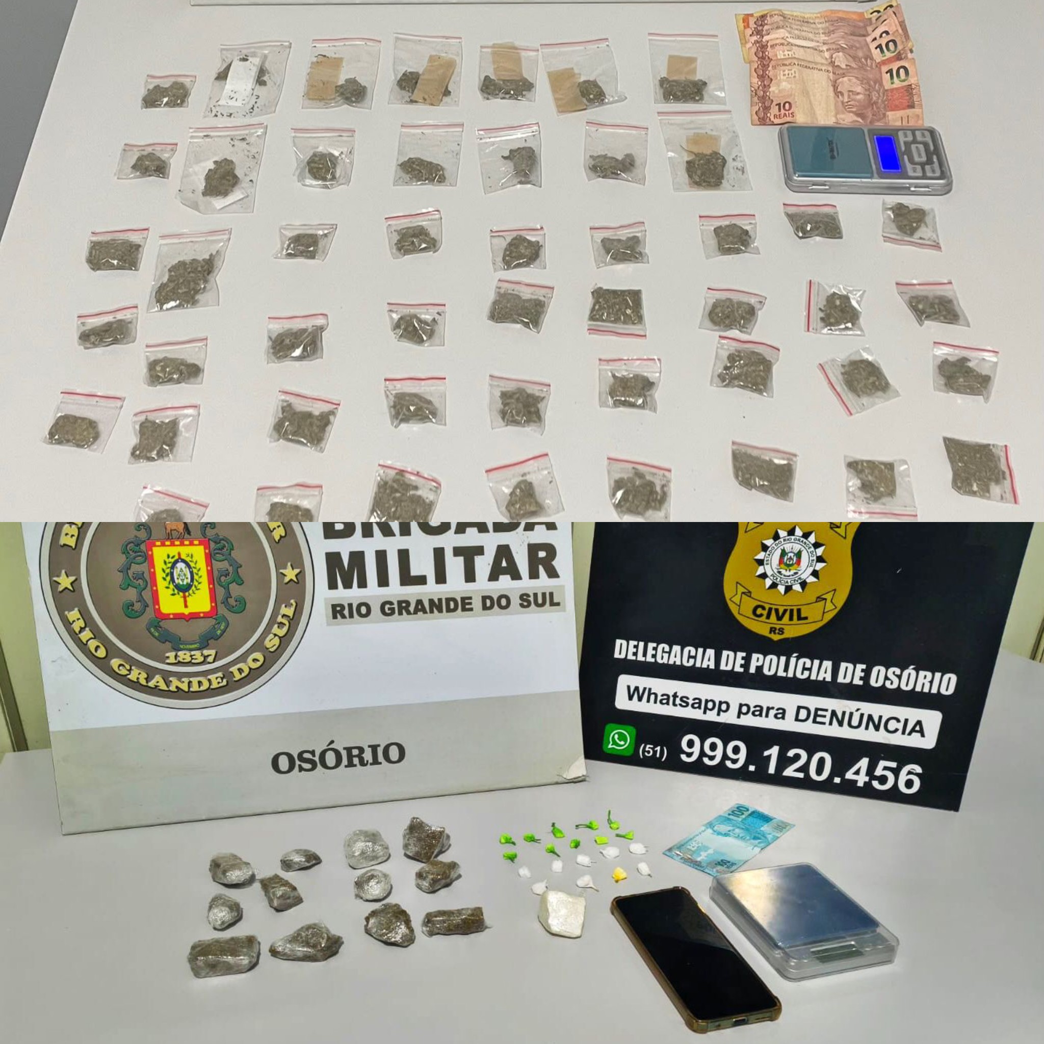 Operação conjunta resulta em prisão, apreensão de adolescente e drogas em Osório