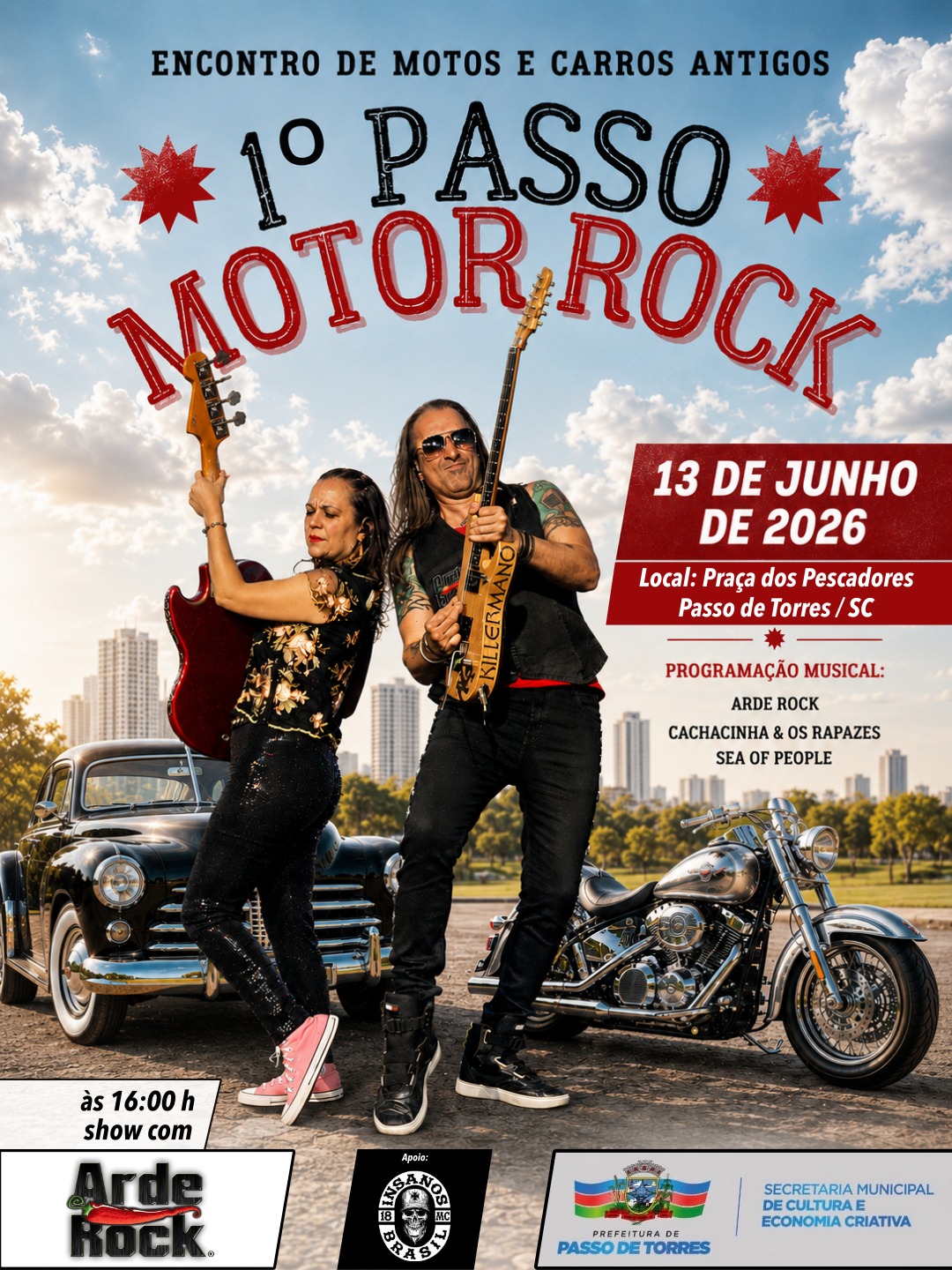 Banda Arde Rock faz parte da programação do 1º Passo Motor Rock em Passo de Torres/SC