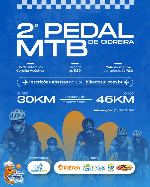 Inscrições abertas para o 2º Pedal MTB de Cidreira