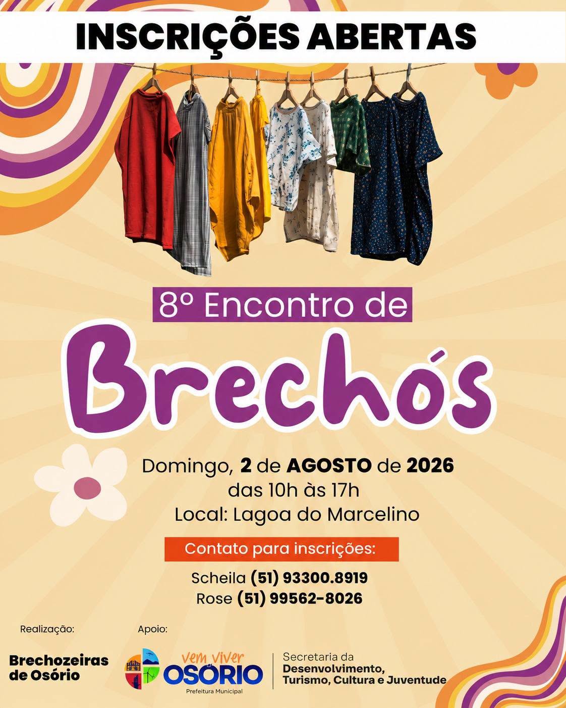 INSCRIÇÕES ABERTAS PARA O 8º ENCONTRO DE BRECHÓS EM OSÓRIO QUE OCORRE NESTE DOMINGO