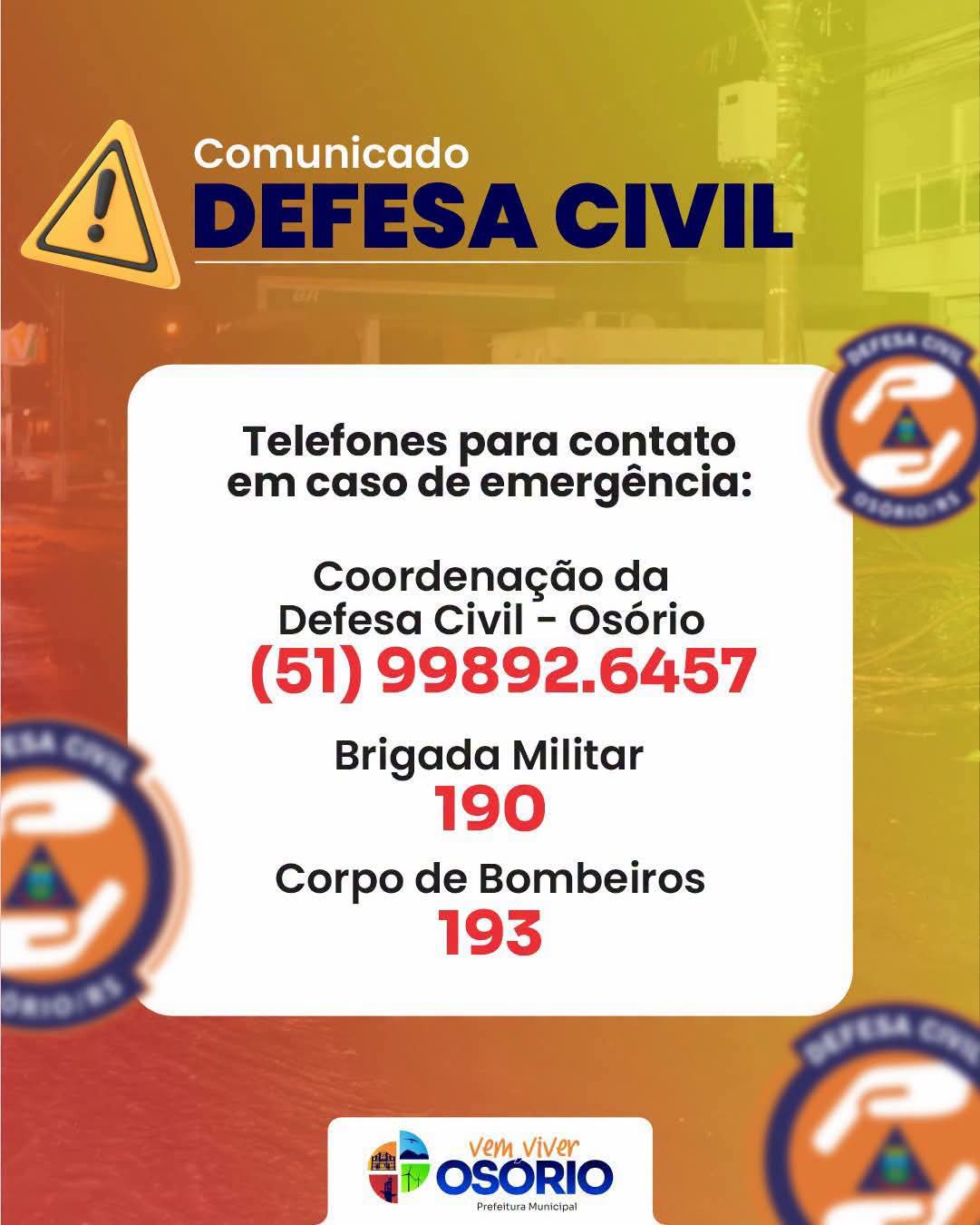 Temporal com chuva e fortes ventos causa danos em Osório; autoridades orientam população a permanecer em casa