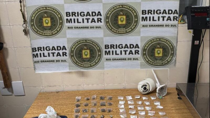Homem é preso com drogas e materiais do tráfico durante ação da Brigada Militar em Osório