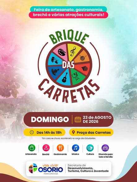Brique das Carretas reúne arte, gastronomia e música neste domingo em Osório