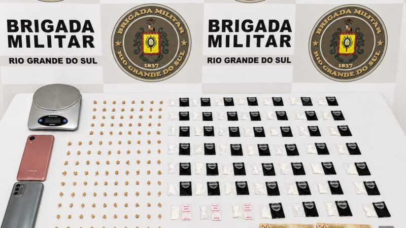 Homem e mulher são presos com mais de 180 porções de drogas em Osório