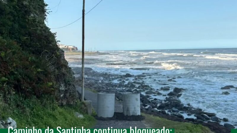 Caminho da Santinha segue interditado por risco de queda de pedras em Torres