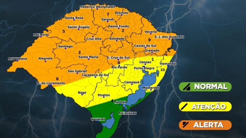 Defesa Civil alerta para risco de temporais severos no Litoral Norte na segunda-feira
