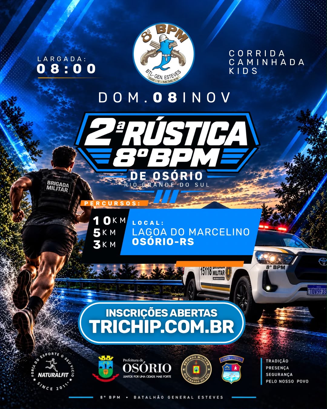 Inscrições estão abertas para a 2ª Rústica do 8º BPM de Osório