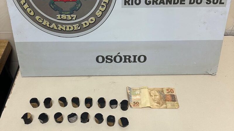 Duas prisões e apreensão de adolescente são registradas pela Brigada Militar em Osório