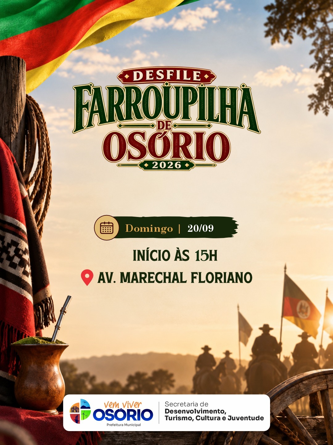 Desfile Farroupilha de Osório reúne 23 entidades neste domingo