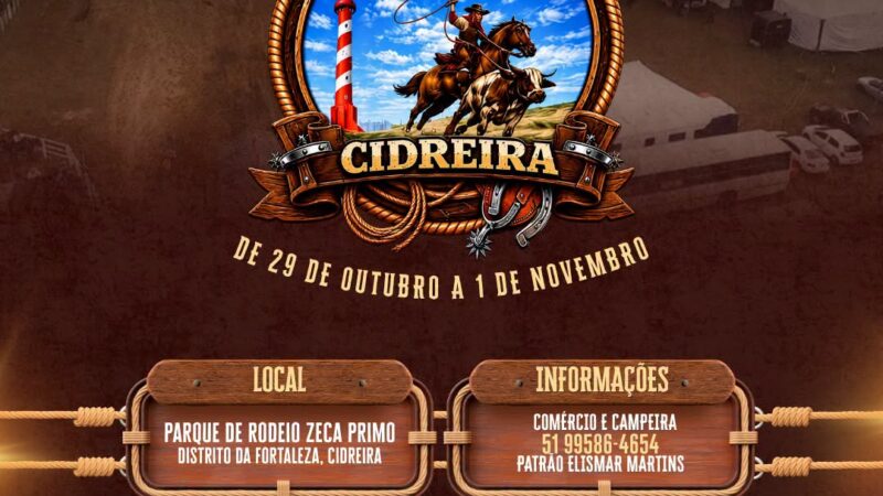 Cidreira recebe 26º Rodeio Crioulo Estadual de 29 de outubro a 1º de novembro
