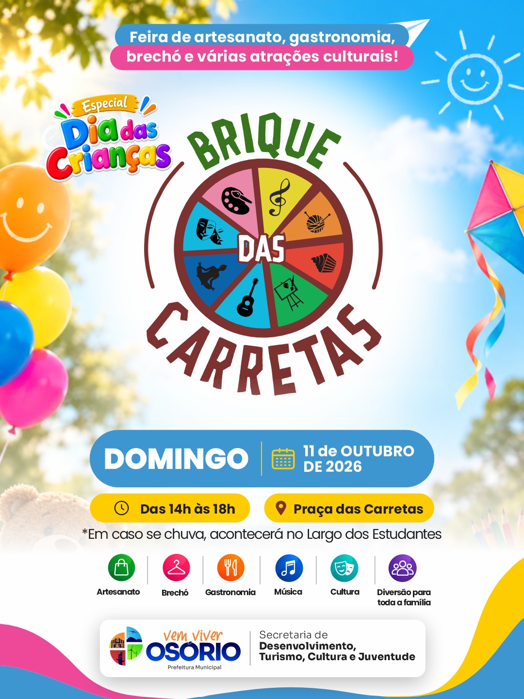 Brique das Carretas terá shows de mágica e de música na edição especial de Dia das Crianças