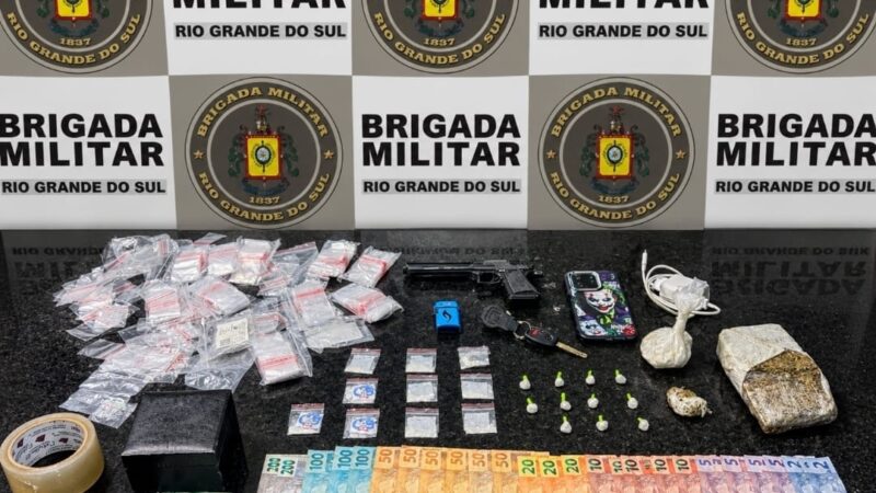 BM apreende drogas e simulacro de pistola durante atendimento de ocorrência de violência doméstica em Imbé